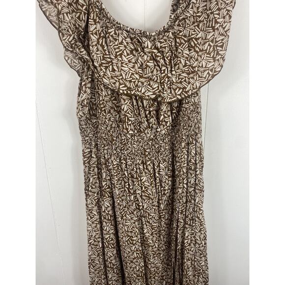 Old Navy Women’s Off The Shoulder Maxi Dress Size XXL Tall Brown Tropical Print - Picture 5 of 9